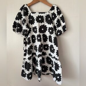 Floral Black and White Kids Dress